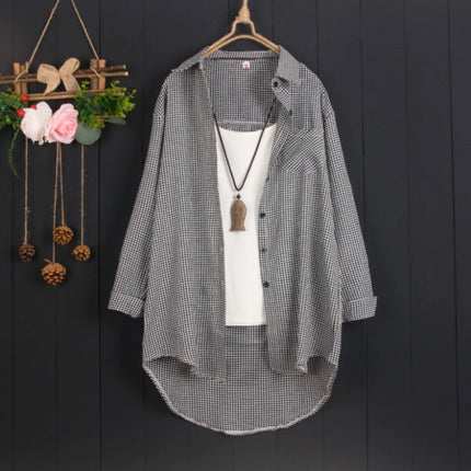 women's mid-length spring and autumn thin jacket loose casual lazy style fashionable top large size long-sleeved shirt