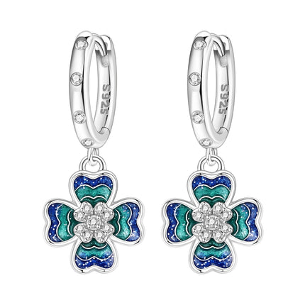 Hot Sale Original 925 Sterling Silver Zircon Pink Paw Print Earrings Heart Flower Leaf Design Women Party Jewelry Gift Ear Loops
