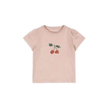 2026 New Summer KS Boys Girls Printed Round Neck T-shirt Kids Solid Color Shorts Girls' Casual Half Skirt Set