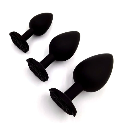 Rose Silicone Anal Plug,Beginner To Expert,3 Size Red And Black Butt Plug,G-Point Massage,sexual wellness,adult pleasure,sex toy