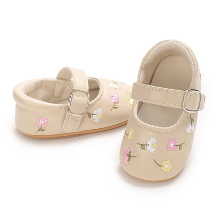 Spring and Summer New Baby Korean Version Flower Embroidered Princess Shoes For Women's Soft Soled Baby Walking Shoes