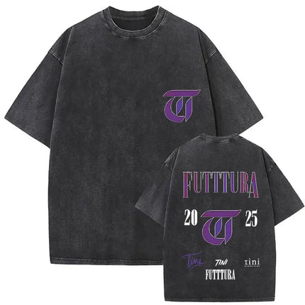 Singer Tini Stoessel Futtura Album 2025 Graphic T Shirts Men Women Fashion Casual Washed Vintage T-shirt Fans Gift Streetwear