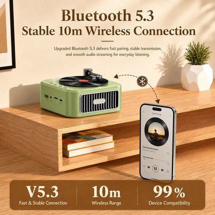 Hichomeow Mini Retro Bluetooth Speaker 5.3, Vintage FM Radio, TF Card USB AUX, Compact Speaker for Home Desk Gift