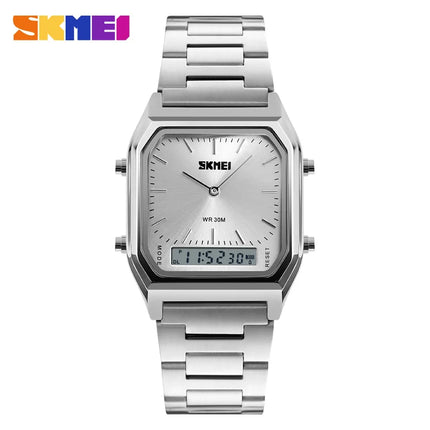 SKMEI Luxury Digital Quartz Watch for Men Sports Chronograph Waterproof Mens Wristwatches Stainless Steel 1612 reloj hombre 1220