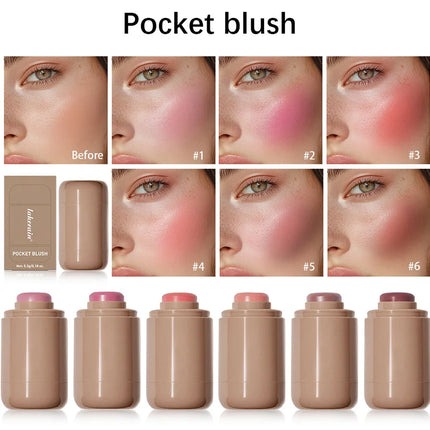 Lakerain Blush Stick Cheek Lip Tinted Moistured Long-wearing Flush Blusher Silky Brighten Blush Cream Cosmetics Matte Nakeup