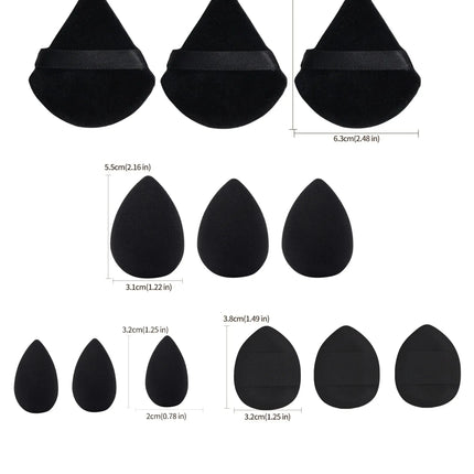12pcs Makeup Puff Kit Blending Sponge Triangle Powder Puff Finger Air Puff For Flawless Make Up Beauty Tool Facial Tool