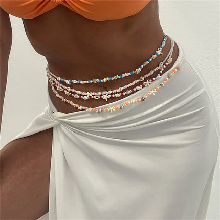 IngeSight.Z 3pcs/set Boho Starfish Conch Beads Waist Belly Chain for Women 2025 New Summer Beach Sexy Bikinis Body Jewelry Gift