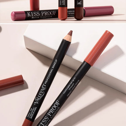 Thanksgiving/Christmas women's cosmetics gifts: 12 color matte velvet lipliner, natural&waterproof&easy to color lipstick pen.
