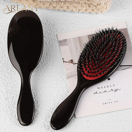 Boar Bristle Hair Brush Massage Comb Barber Salon Hair Brush Styling Tool Hairdressing Shaving Paddle Hair Extension Supplies