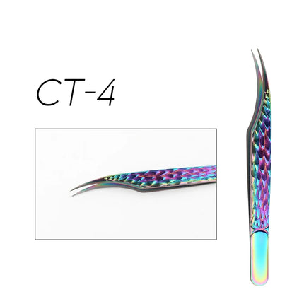 Gemerry Tweezers for Eyelash Extension Colorful Stainless Steel Superhard Fiber Tips High Precision Anti-Static Makeup Tool