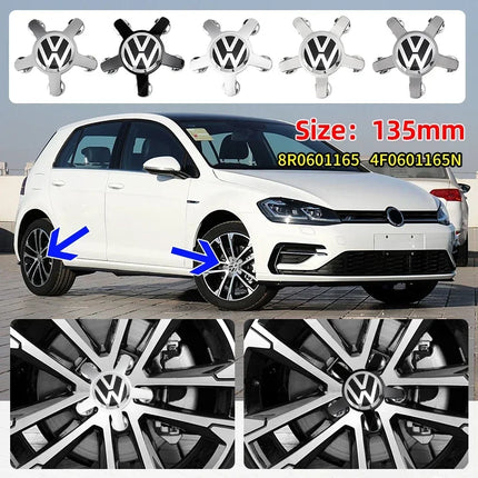 4PCS 135mm 4F0601165N Sticker Wheel Center Cap Car Hub Cap Five Claws Logo For Volkswagen B5 B6 B7 POLO Passat Golf MK5 Sticker