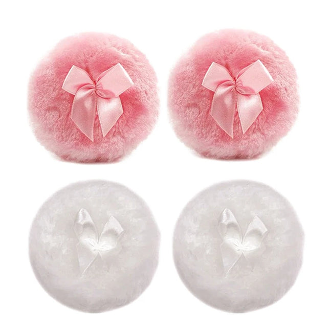 Professional Plush Bowknot round Makeup Sponge Soft Fluffy Loose Powder Puff Cute Foundation Cosmetic Beauty Tool