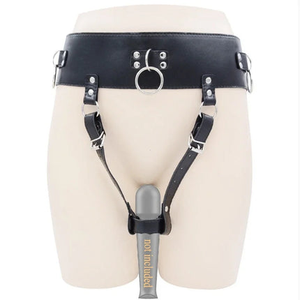 BDSM Leather AV Wand Vibrator Holder Harness Woman,Forced Orgasm Sex Suit Lingerie,Bondage Restraints,Chastity Belt,Adult Games