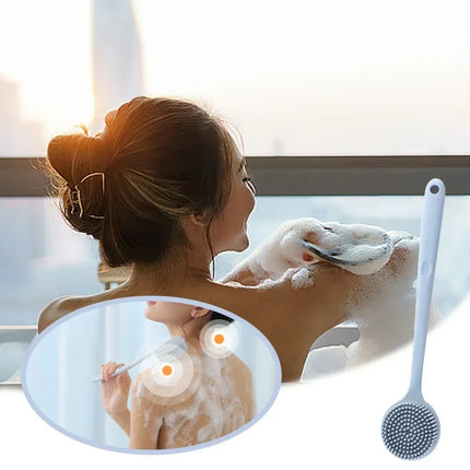 Silicone Long Handle Shower Brush Soft Haired Lazy Bath Tools Back Scrubber Sponge Exfoliating Skin Massager