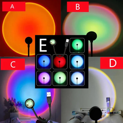 USB Sunset Lamp LED Rainbow Neon Night Light Projector Photography Wall Atmosphere sense Lighting For Bedroom Decoration Lamp