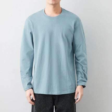 Fast Delivery T-Shirts Men Long Sleeves Tee Tops Male Autumn Plain Cotton T-Shirts Plus Size 4XL 5XL Undershirts Man Clothing
