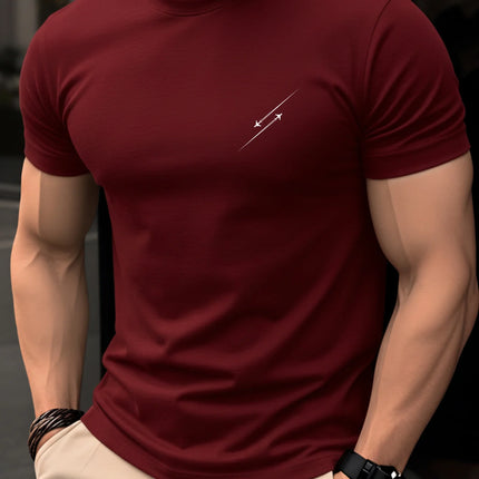 Summer men's 100% pure cotton casual fashionable loose retro compass mountain pattern printed round neck short sleeved T-shirt