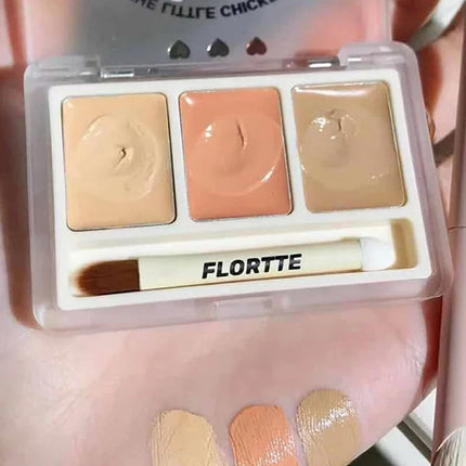 FLORTTE 3 Colors Cute Animal Series Concealer Palette Cove Concealer Cream Brighten Lasting Moisturizing Beauty
