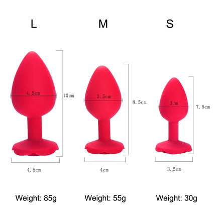 Silicone Butt Plug Anal Plug Women Toys Flower Sex Stopper 3 Sizes Adult Toys Anal Toy for Men Women Anal Trainer for Couples