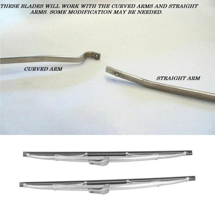 Front Wiper Blades 12in/30.48cm Front Windshield Wiper Blades Stainless Steel Polished Silver Universal for Car Wiper Blade Set