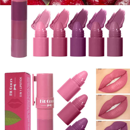 4 in 1 Cute Matte Lipstick Crayon Kit Combo Purple Lip Tint Velvet Sexy Moisturizing Lipstick Pen Waterproof Lasting Lip Makeup