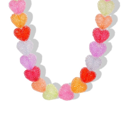 Hot selling colored love resin necklace new cute candy niche design high-end jewelry
