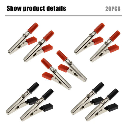Hot 10 Pcs Plastic Handle Test Probe Metal Alligator Clips Electrician Wire Clips