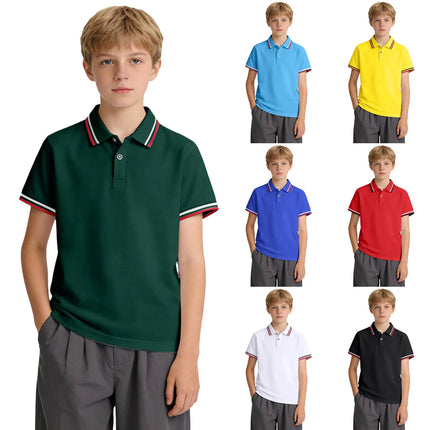Summer Children's Short-Sleeved POLO Shirt Tennis Boys Sport Tops Button Lapel Tees Toddler Kids School Costume 2-10 Years