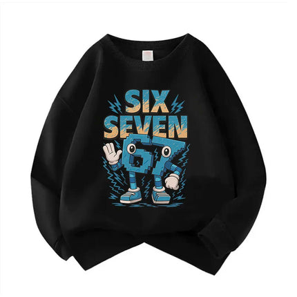 Pullover Spring Crew Neck Six Seven Italian Brainrot 67 Number Graphic Print Hoodie Boy/Girl Kids Comfortable Sweatshirt