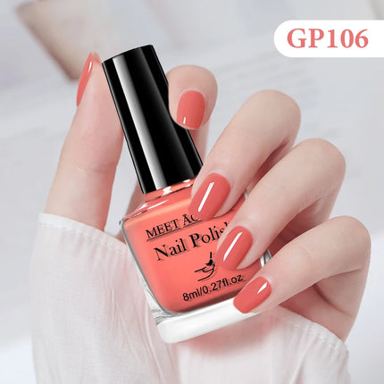 MEET ACROSS 8ml Glass Bottle Water-Based Peel Off Nail Polish Spring Summer Colorful Glitter Nail Art Varnish No Need Lamp