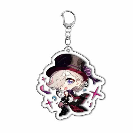 Genshin Impact Sigewinne Arlecchino Charlotte Keychain Anime Game Backpack Pendant Acrylic Accessories