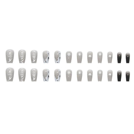 Cool Ash 24 Pcs Press on Nails Pink Nail polish Glossy Artificial Finger Manicure Reusable False Nails for Women