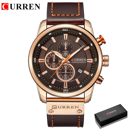 CURREN 8291 Mens Quartz Chronograph Watch Casual Leather Military Sport Fashion Gentleman Wristwatch