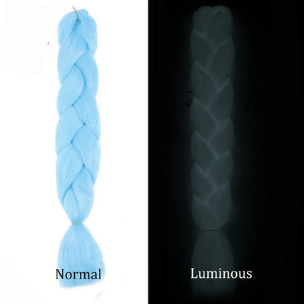 24inch Synthetic Christmas Braiding Hair Colored Braids Extensions Glowing Braiding Hair Shining Fluorescent Light in Darkness