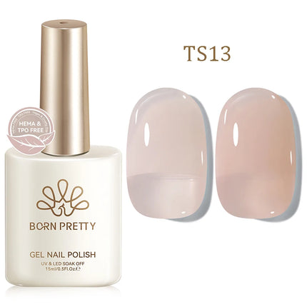 BORN PRETTY 15ml Jelly Gel Polish Milky White Nude Glitter Soak Off LED UV Gel Semi Permanent Nail Art Manicure Gel Varnish