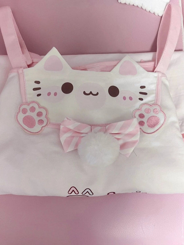 Cute  Print Halter Neck Long Sleeve T-Shirt Fake Two-Piece Shoulder Bared Style Sweet Japanese Aesthetic Slim Fit for Girls
