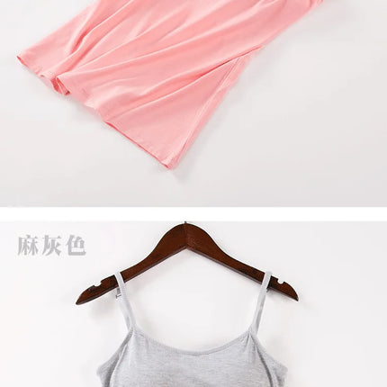 2020 Women Solid Tank Tops Adjustable Strap Built In Cup Padded Wireless Camisole Camis Vest Female Home Basic Tank Top