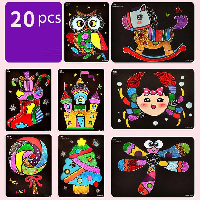 15pcs/20pcs DIY Shining Magic Transfer Colorful Sticker DIY Handmade Painting Crafts for Kids Arts Crafts Toys Gift