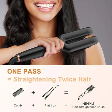 Electric Anti Frizz Hair Hot Comb Brush Straightener One Step 2 In 1 Ceramic Hair Straightener Brush With Lcd Digital Display