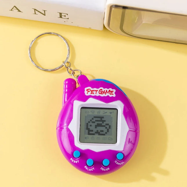 Mini Tamagotchi Game Console Keychain, Multilingual Electronic Pet Toy， Pixel Game Boy Pendant for Kids
