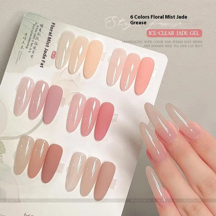 1pc 5g Nail Polish Jelly Ice Clear Nude, Peelable UV LED, Glossy Finish, Solid Color Pattern DIY Nail Art