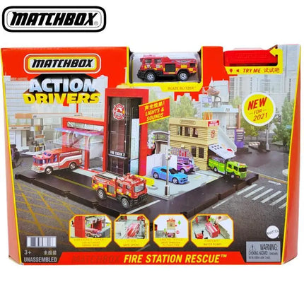 Genuine Matchbox Car Action Drivers 1/64 Fire Station Rescue Blaze Blitzer Vehicle Model Toys Boys Collection Toys Birthday Gift
