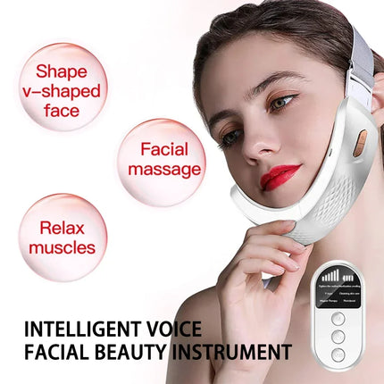 V Face Lift Massage Device Face Contour EMS Massage Double Chin Remove Red Blue Light Heat V-shaped Face Lift Beauty Instrument