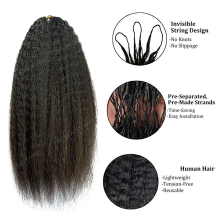 Kinky Straight Crochet Hair Pre-Looped Human Hair Boho Braids & Twists Buttery Soft Lightweight Feather Texture Hair Extensions