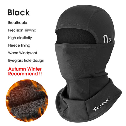 WEST BIKING Winter Warm Bicycle Balaclava Hat Full Face Windproof Bike Mask Caps Climbing Skiing Cycling Fleecr Cold-proof Hat