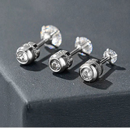 2 piece Medical Stainless steel Crystal Zircon Ear Studs Earrings Tragus Cartilage Hypoallergenic Screws Piercing Jewelry