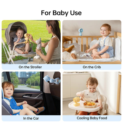 JISULIFE Mini Stroller Fan Portable Clip On Battery Operated with Night Light, 5 Speeds LED Display, Removable Flexible Stand