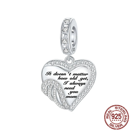 Hot Sale Charms Beads 925 Sterling Silver Solid Color Letter Family Forever Tree of Life Zircon Beads Fit DIY Bracelets Jewelry