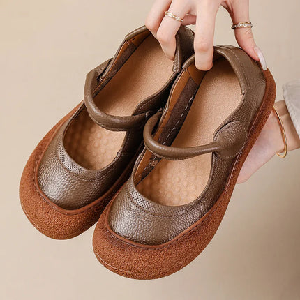 New Real Leather Perforated Ballet Flats Women's Massage Insole Slip On Moccasins Woman Hollow Loafer Casual Daily Shopping Shoe