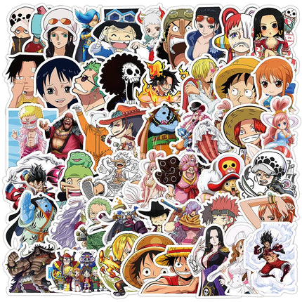 50/100pcs Japan One Piece Anime Stickers Cartoon Decals DIY Skateboard Car Laptop Motorcycle Waterproof Cool Sticker Classic Toy